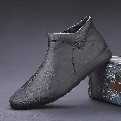 Winter Men Boots Shoes Men Slip-On High Tops Leather Casual Shoes Thick Leather Boots SS9105