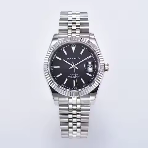 Parnis 39mm sapphire Black dial sapphire date Miyota 8215 Automatic movement Men's Watch