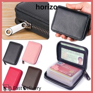 HORIZO Leather Wallet Women Men 20 Detents Business Card Multi-function Purses