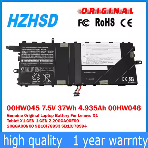 00HW045 7.5V 37Wh 4.935Ah 00HW046 Genuine Original Laptop Battery For Lenovo Tablet X1 GEN 1/2 20GGA