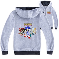 Sonic The Hedgehog เสื้อผ้าเด็กสีดำ/ สีเทาเสื้อแจ็คเก็ตเด็กชายสำหรับชาย15ปีเด็กหญิง3-16ปีฤดูใบไม้ผลิและฤดูใบไม้ร่วงแขนยาว Hooded Zipper เสื้อกันหนาวผ้าฝ้าย + โพลีเอสเตอร์