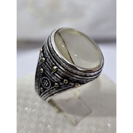 A12, 925 silver inlaid agate ring, weight 8.32 grams, size: 4 strands 15 yards, 3 strands 17 yards, 