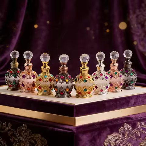 15ml Fashion Jewelry-Embedded Empty Perfume Bottle Compact Jar for Essential Oil Organizer Holiday P