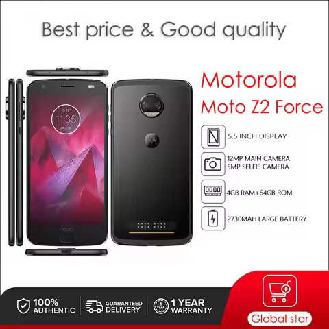 Motorola Moto Z2 Force XT1789 Refurbished Original Unlocked Phone 4GB RAM 64GB ROM 5.5 inches 12MP 4