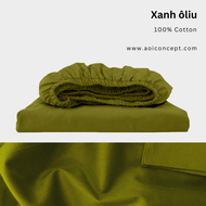 Ga Giường Cotton Satin 1m4x2m Nhiều Màu bo chun Cao Cấp À Ơi Concept không xù lông trơn mượt thoáng