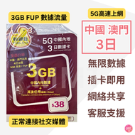中國移動 - 中國內地/大陸【3日 3GB FUP】5G 鴨聊佳 高速無限 數據卡 上網卡 旅行電話卡 Data Sim咭(可連接各大社交平台及香港網站)