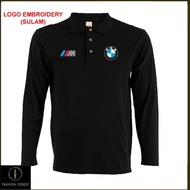 Cotton Long Sleeve collar T Shirt Logo Embroidery Sulam BMW M Sport M Performance M3 M4 M5 X4 X5 X6 