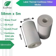 ECOPRINT THERMAL STICKER LABEL 57/58 MM X 5 METERS STICKER PAPER 57X30 58X30 MM CONTINUOUS