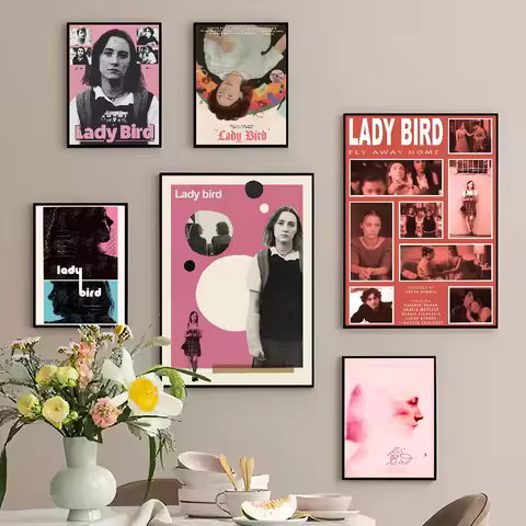 Lady Bird Self-adhesive Art Poster Fancy Wall Sticker for Living Room Bar Decoration Vintage Decorat