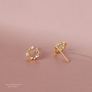 S925 Pure Silver Diamond Floral Wreath Ear Studs Earrings for Women Royal Palace Style Flower Design