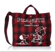 (日本代購)Rootote x Snoopy 紅黑格仔袋