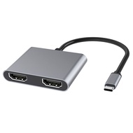 USB C ไปยังหัวแปลงสัญญาณ HDMI คู่4K กล่องกระจายสัญญาณ HD ชนิด C ที่ต่อ HDMI แท่นวางมือถือ100W ชาร์จเร็ว2จอภาพขยายจอแล็ปท็อปโทรศัพท์มือถือคอมพิวเตอร์