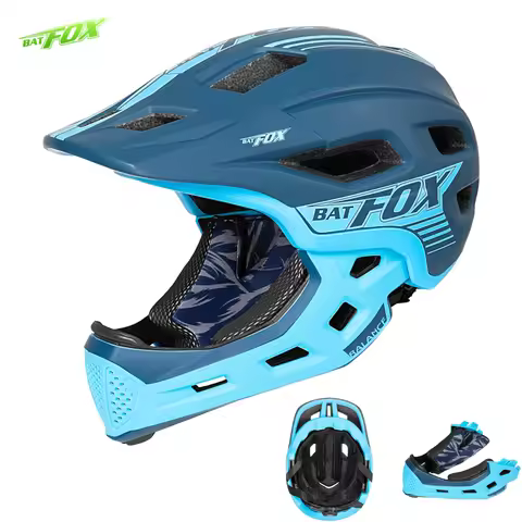 BATFOX Child Bicycle Helmet MTB Detachable Kids Full Face Helmet for Children Motorcycle Casco Bicic