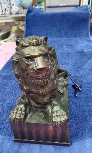 第一代(古董)銅製獅子/香港匯豐銀行錢罌,難得有鎖匙(算靚冇崩)