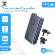 VENTION FCBH0 Travel Adaptor Charger Set GaN Dash 65W 3A EU UK Plug Head Casan Adapter 65 Watt Type 