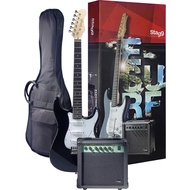 STAGG SURFSTAR ELECTRIC GUITAR + AMPLIFIER PACKAGE (BLACK)
