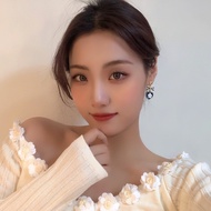 S925 Silver Needle Retro French Black Love Flower Earrings Beautiful Light Luxury Gentle Bow Earring