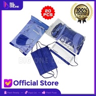 masker 3ply medis masker earloop 3 ply surgical 3ply masker bedah - wc+ navy 20