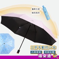 [Durable] Eight-Bone Anti-UV Sunshade Black Rubber Umbrella Manual Folding Umbrella Manual Umbrella 