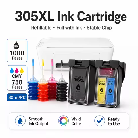 Refillable 305XL Ink Cartridge Remanufactured for HP 305 XL for HP305 DeskJet 2710 2720 2730 4110 41