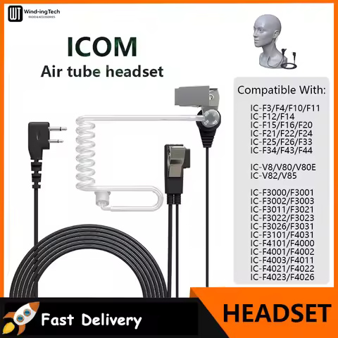 Acoustic Headset for IC-F34 IC-V82 ICOM Walkie Talkie Air Tube Earpiece IC-F43TR IC-V85 Headphones f