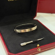 Cartier 白K金 寬版 love手環