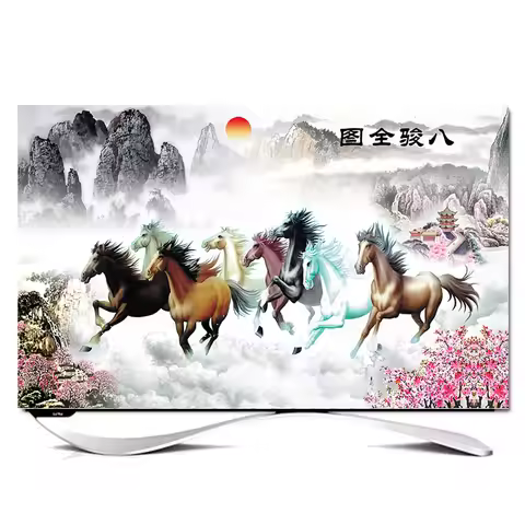 GoodTop Chinese TV Screen Cover Television Hood Simple TV Dust Cover Cloth Printing TV Protection 32