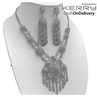 jenaomshop สร้อยคอ Vintage jewelry ชุดไทยโบราณสร้อยชุดต่างหู เจ้าสาว สีทอง