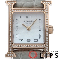 นาฬิกาผู้หญิง Hermes H Watch Mini ขอบหน้าปัดประดับเพชร หน้าปัดเปลือกหอย รุ่น HH1.173/W05794WW0011 พร
