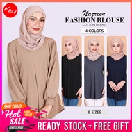KM Women Plus Size Front Slit Puff Long Sleeves Blouse Baju Muslimah Size Besar [B35370] [B35371]