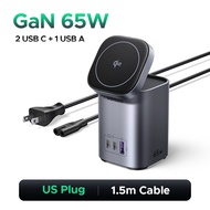 UGREEN 65W GAN 3 Ports 2-in-1 Desktop Charger Qi 2 15W MPP Wireless Fast Charging for iPhone 16 pro 