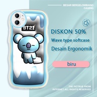Jasouwe Apple iphone 12 13 14 Plus Mini BT21 Baby KOYA 3D BTS Colorful Wave Border jelly Phone Case 