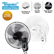 TOYOMI Wall Fan with Pull Cord [Model: FW 4092] - Official TOYOMI Warranty Set. 3 Year Warranty.