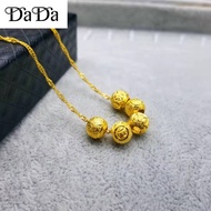 Promotional 100% original 18k solid Gold pawnable legit necklace for kids girls lucky linked bead pendant jewelry