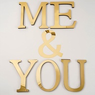 shop Large Size 20cm Gold &amp; Sivler 3D Acrylic Mirror Surface English Letters Wall Stickers Home Deco