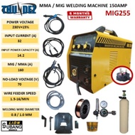THUNDEZ MIG255 Inverter MIG/MMA Welding Machine 150Amp c/w Wire 5kg,Co2 Gas 10L,Regulator,Gel