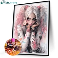 5D DIY Full Round Drill Partial AB Diamond Painting Clown Girl Kit Decor 55x65cm