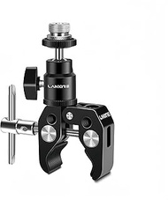 Super Clamp Mic Clip Mic Mount with Mini Ball Head for Microphones - Max Load 4.4lb/2kg - 1/4’’ Fema
