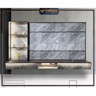 EUREKA 8ft Wall TV Cabinet Hung Media Modern Drawer Marble Wood / Kabinet Dinding A2B2C2/A5B4C4