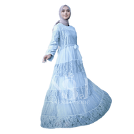 Busana Brokat Wanita Jumbo Kasual Premium Remaja Gaun Gamis Brukat Simple Elegan 2025 Lengan Panjang