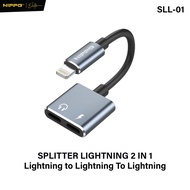 HIPPO Kabel SPLITTER SLL-01 2in1 Lightning to Lightning + Lightning Coverter PUBG Charger+ Headset O