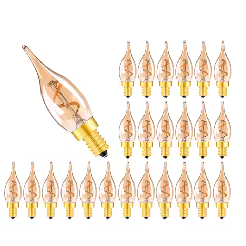 C22 Vintage Candle Light Bulb E14 220V 1.5W Dimmable 2200K Amber Spiral Filament Pendant Chandeliers