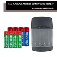 1.5V AA 9800mAh And AAA 8800mAh Alkaline Rechargeable Battery，With USB Battery Charger