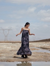 凝夜紫 2色 望夜 顯白真絲絲絨洋裝 吊帶連身裙長裙