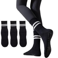 Others - 瑜伽襪，4件裝純棉抗菌瑜伽襪，帶防滑矽膠設計，適合瑜伽、健身、普拉提、舞蹈（棉質，4雙黑色）