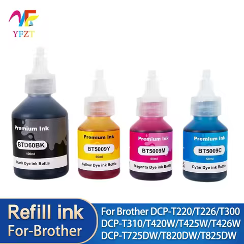 For Brother BT60 BK BT5009 Refill ink For DCP-T220/T226/T300/T310/T420W/T425W/T426W/T428W/T500W/T510