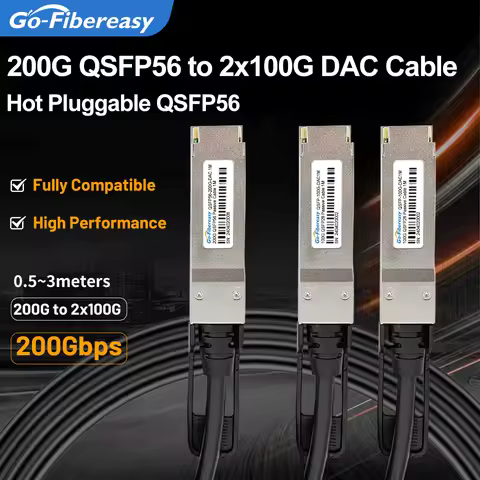 200Gb DAC Cable 0.5m~3M QSFP56 to 2*100Gb QSFP56 Direct Attach Copper Stacking Cable Compatible Cisc