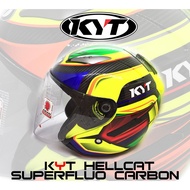 🔥ORIGINAL🔥 KYT Hellcat Superfluo carbon yellow red / KYT ORIGINAL HELMET OPEN FACE HELMET KYT VISOR 