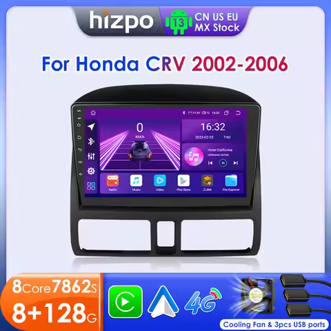 Hizpo AI Voice Radio For Honda CR-V CRV 2 2002 - 2006 Stereo Head Unit Android Auto Car Multimedia V