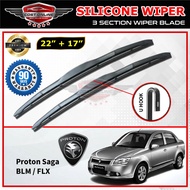Proton Saga FLX BLM FL - 3 Sections Silicone Car Windshield Wiper Blade 17'' + 22'' 1Set Automotive 